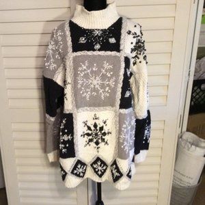 Hand Knitted Vintage Oversize Funnel Neck Sweater